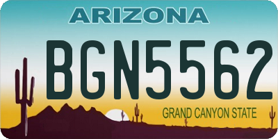 AZ license plate BGN5562