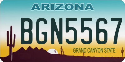 AZ license plate BGN5567