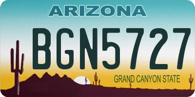 AZ license plate BGN5727