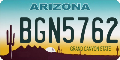 AZ license plate BGN5762