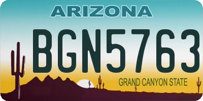 AZ license plate BGN5763