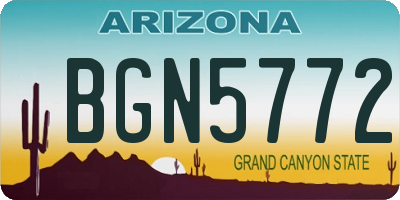 AZ license plate BGN5772