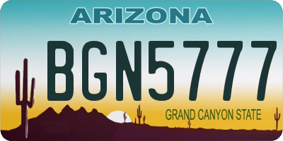 AZ license plate BGN5777
