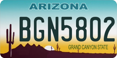 AZ license plate BGN5802