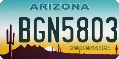 AZ license plate BGN5803