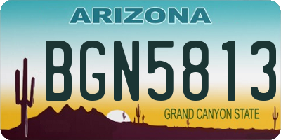 AZ license plate BGN5813