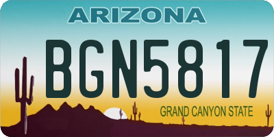 AZ license plate BGN5817