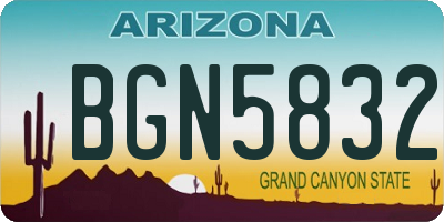 AZ license plate BGN5832