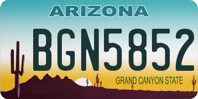 AZ license plate BGN5852