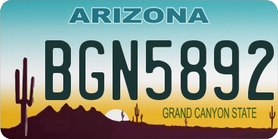 AZ license plate BGN5892