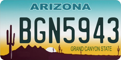 AZ license plate BGN5943