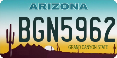 AZ license plate BGN5962