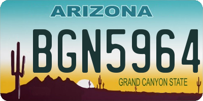 AZ license plate BGN5964