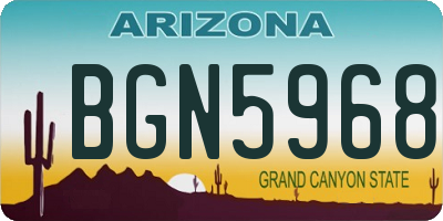 AZ license plate BGN5968