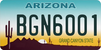 AZ license plate BGN6001
