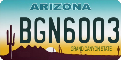 AZ license plate BGN6003