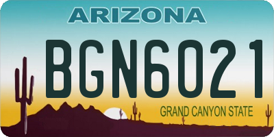 AZ license plate BGN6021