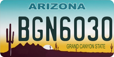 AZ license plate BGN6030