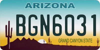AZ license plate BGN6031