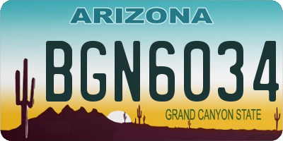 AZ license plate BGN6034