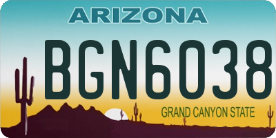 AZ license plate BGN6038