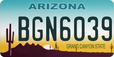 AZ license plate BGN6039