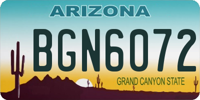 AZ license plate BGN6072