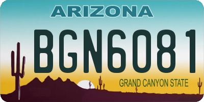 AZ license plate BGN6081