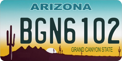 AZ license plate BGN6102