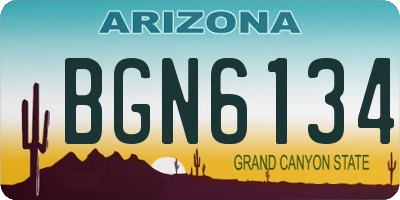 AZ license plate BGN6134