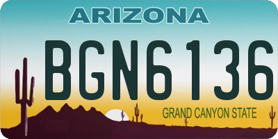 AZ license plate BGN6136