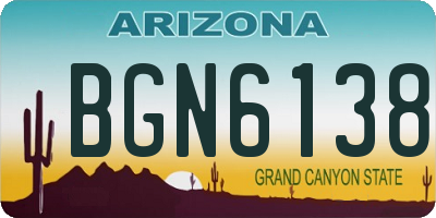 AZ license plate BGN6138