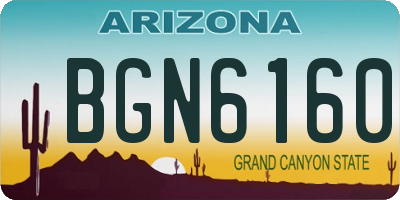 AZ license plate BGN6160