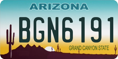 AZ license plate BGN6191