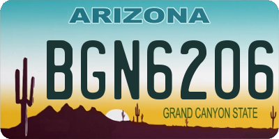 AZ license plate BGN6206