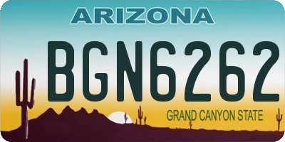 AZ license plate BGN6262