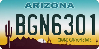 AZ license plate BGN6301