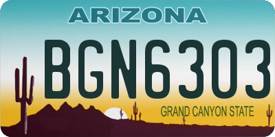 AZ license plate BGN6303