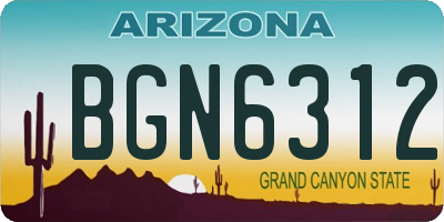 AZ license plate BGN6312