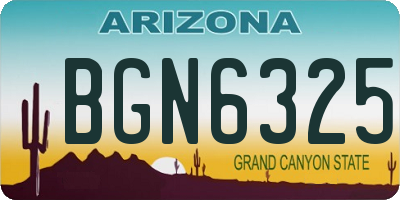 AZ license plate BGN6325