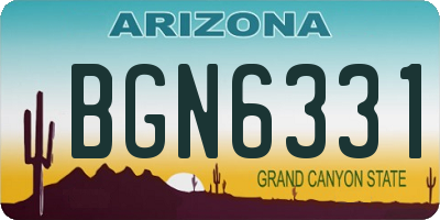 AZ license plate BGN6331