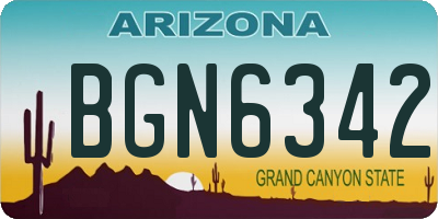 AZ license plate BGN6342