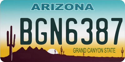 AZ license plate BGN6387
