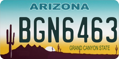 AZ license plate BGN6463