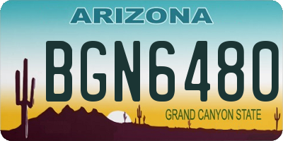 AZ license plate BGN6480