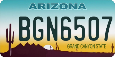 AZ license plate BGN6507