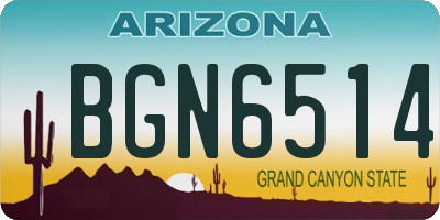 AZ license plate BGN6514