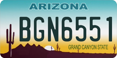 AZ license plate BGN6551