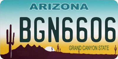 AZ license plate BGN6606