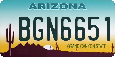 AZ license plate BGN6651